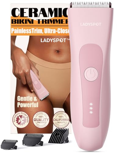 Bikini Trimmer for Women, LADYSPOT™ Lady Shavers for Women Rechargeable Bikini Shaver for Pubic Hair with 3 Guards and Hypoallergenic Ceramic Blade, Wet/Dry Lady Razors for Body, Legs, Bikini (Purple)