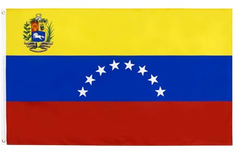 Bandera Venezuela - 150x90 cm - Bandera Venezuelana 100% Poliéster ligero Con Ojales de Metal integrados - Exterior, Día de la Declaración de la Independencia (150 * 90CM)
