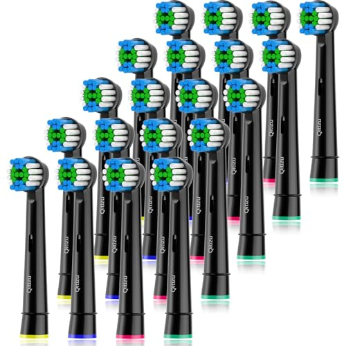 Qitizu Lot de 20 Brossette de Rechange Compatible avec Braun Oral B Brosse à Dents Electriques, Precision Têtes de Brosse à Dents pour Élimination de la Plaque Dentaire (20 Noir, 20 unité)