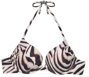 YAMAMAY - Bikini Parte Alta, Super Push-up con Ferretto, Donna, Zelia, Marrone, Stampa zebrata