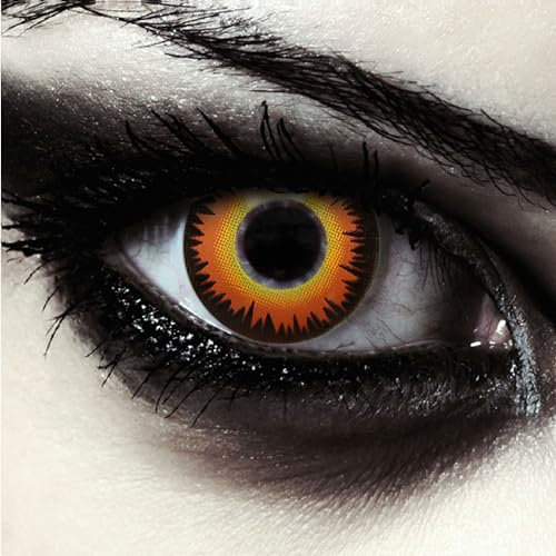 DESIGNLENSES, farbige Halloween Kostüm Kontaktlinsen in orange, 1 Paar (2 Stück),weiche Werwolf Farblinsen ohne Stärke, Orange Werewolf