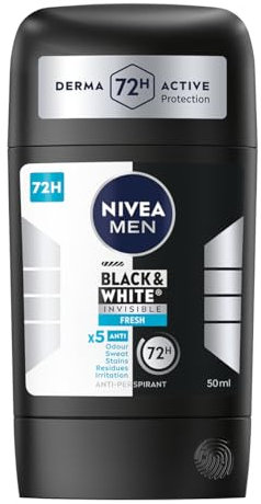NIVEA MEN Black&White 48 H Antitranspirante en barra para hombres 50 ml