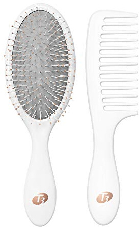 T3 Detangle Duo-borstset | Set med utredande borste och duschkam | kam för att fördela flytande hårprodukter och borste för att reda ut vått hår | För alla hårlängder och texturer