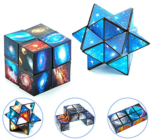 MAOZHOU Magisk stjärnkub set, 2-i-1 evighetskub, hastighetskub, transformerande kuber, 3D-pussel vridleksak kreativ dekompressionskub för barn och vuxna