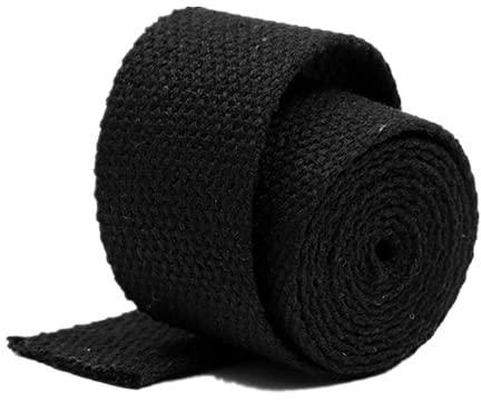 DTKJ 50 mm Baumwoll-Gurtband für Tasche, Rucksack, Gürtel, Schrägband, 9,1 m, Schwarz , 50 mm,