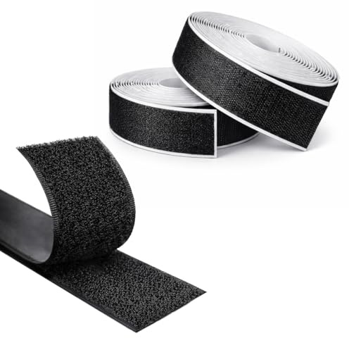 Kstar Klettband Selbstklebend Extra Stark – Klettverschluss zum Kleben Schwarz – Hakenband & Flauschband Set – Klett Klebeband – Profi Qualität – 50mm x 3m