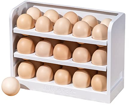 Egg Holder for Fridge, Egg Storage Box for Fridge 3 Layers Eggs Display Tray Storage Container for Refrigerator Door Space Saver Kitchen Cabinet Portable Egg Organizer Case Large Capacity