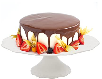 Hoypeyfiy 10Inch Porcelain Cake Stand White Round Cake Plate Dessert Display Serving Stand for Wedding Birthday Baby Shower Anniversary Party