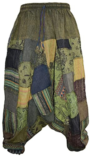 Gheri Pantaloni da uomo patchwork, lavati a pietra, bohémien, stampati, harem, yoga, larghi e baggy, Small-Medium