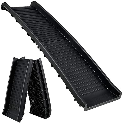 VOZZY® Auto Kofferraumrampe klappbar Hunderampe max75kg Sicher, Schonend,156x40cm Hundetreppe aus Kunststoff für Haustiere, Autorampe Basic Standard/1