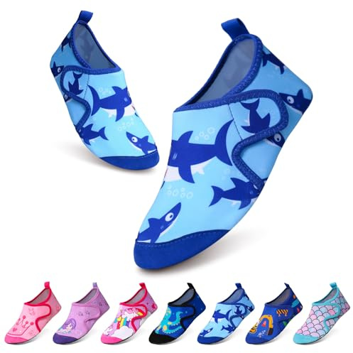 Tolaler Calcetines de Piscina Bebe, Zapatos de Playa para Niños y Niñas con Suela Gruesa Antideslizante - Flexible, Transpirable y Secado Rápido - Tallas 22-35EU