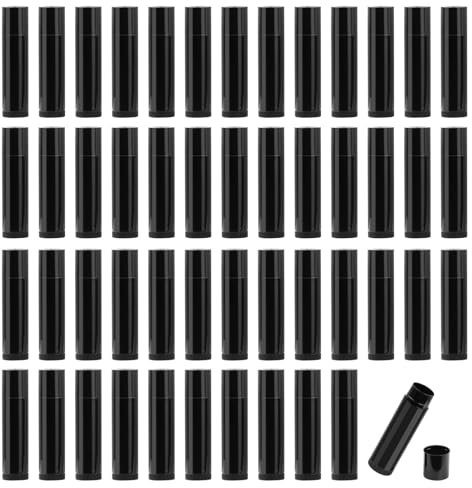 PTJJXA Lippenstift-Tuben, 50 Stück, Transparent, DIY Lippen Balm Tubes Container für Lipgloss, Lippenbalsam, Schwarz