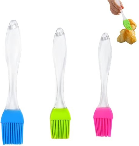 3 Pcs Silicone Brush Cooking, Silicone Bright Color Basting Brush Cooking Pastry Brushes Oil Brush for Baking Heat Resistant Silicon Detachable Brush Head Egg Washing Brush Egg wash Brush