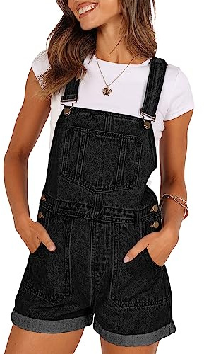 Sovoyontee Damen Jean Shortalls Klassische Verstellbare Träger Denim Bib Overalls Shorts Strampler Sommer Jumpsuits Schwarz L