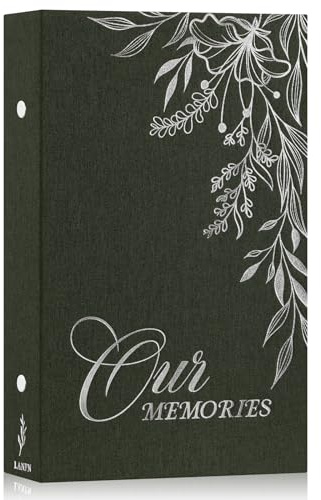 Lanpn Fotoalbum 10x15 300 Taschen, OUR MEMORIES Leinen Einstecken Einsteckalbum für Horizontal Bilder Fotos (Grün)