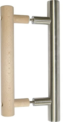 Sentiotec Saunatürgriff LA 20mm Set Holz innen, Edelstahl außen - Saunagriff für den Innen- und Außenbereich