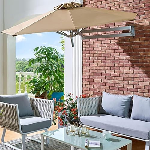 Wrobelax patio umbrella Freely Movable Cantilever Parasol, Rotating Wall-mounted Sunbrella with Tilt Mechanism, for Outdoor Garden/Restaurant