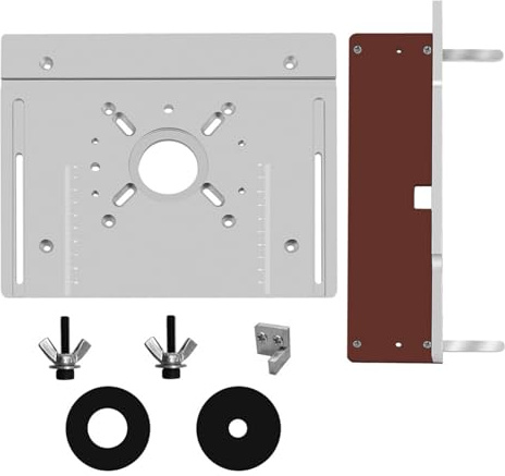 Router Grundplatte, Holzbearbeitung Router-Tisch Montageplatte Multifunktions-Router-Werkzeug mit Rücken-Druckplatte und 180° Winkelmesser für die Holzbearbeitung (Set mit 2)