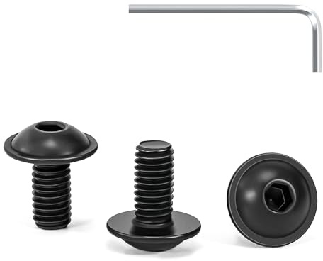 Tunejoy 30 Pièces Vis à Tête Bombée avec Bride M5 x 10 mm Noir Vis à Six Pans Creux en Acier Inoxydable A2 V2A Boulons à Tête Hexagonale avec Clé Allen Filetage Complet