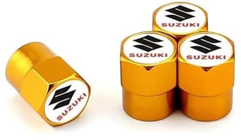 IUYTGTR 4 Stück Auto Ventilkappen, für Suzuki Dedicated Leuchtende Reifenkappen, Mit Beschriftung Ventilkappen Auto Reifen Staubkappen,Orange-normal