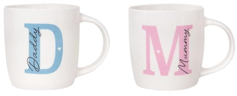 YöL Mummy & Daddy Mugs Gift Set Child Toddler New Parent Baby Shower Tea Coffee Cup Newborn Present Keepsake