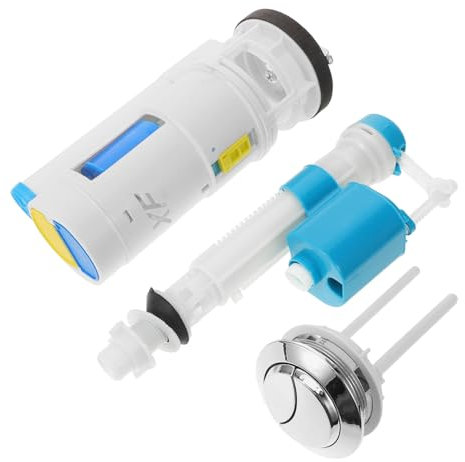 Operitacx Toilet Flush Valve Replacement Kit Large Button Double Flush, Universal Cistern Fill and Drain Valve Set 20cm for Classic Toilets, Water Saving Repair Accessories Inside Tank