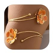 Long tiantian Brazalete dorado con diseño de flores para la parte superior del brazo, joyería de verano, playa, ajustable, floral, pulsera bohemia para mujer, aleación, Sin piedra preciosa
