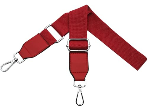 Omxyinma Verstellbarer Schultergurt für Taschen Taschengurte zum Wechseln Handtaschengurte Breit 3.8 cm mit Silber Karabiner Schulterriemen Leder für Umhängetasche Damen, Handtasche, Rot, Q2-04