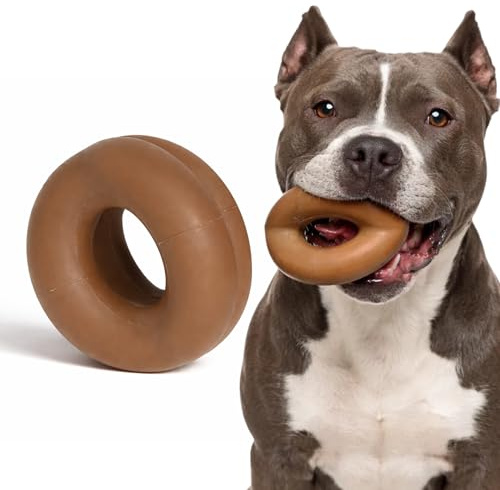 WoofBite Virtually Indestructible Ring Ball - Natural Series - Lifetime Replacement - Durable Dog Chew Toy for Aggressive Chewers - Safe Non-Toxic Natural Rubber - Chew, Tug & Fetch - Med/Large, 4