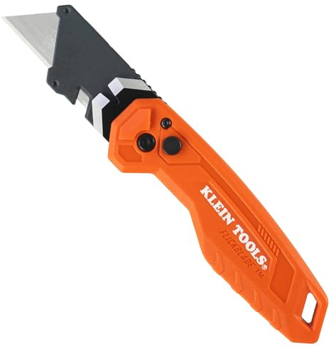 Klein Tools 44309 Pry Bar Knife, 2-in-1 FLICKBLADE Utility Knife with Built-In Pry Bar, Dual Locking Positions at 135-Degree and 180-Degree, Full Metal Core
