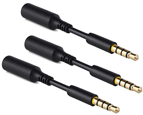 JTMM Headset Audio Jack Extender（3 Packs） 3.5mm Headphone AUX Extension Adapter for Mophie Juice Pack, OtterBox, Lifeproof Case