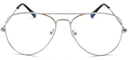 MIGOO Unisex Vintage Pilotenbrille Blaulichtfilter Metall Rahmen Retro Brillenfassungen Lesung Gläser Dekor Mode Geek/Nerd Brille