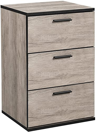 Yaheetech Nattduksbord sängskåp sängbord för resårsbädd, 3 lådor, 59 cm hög, grå