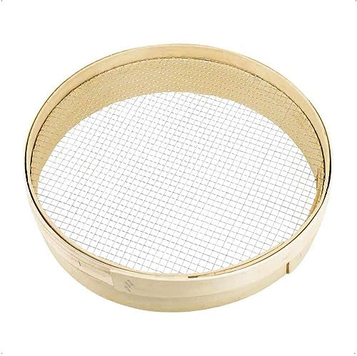 Rekord Gartensieb mit Holzrand (Draht, Holz) zum Sieben von Erde & Kompost, Durchmesser: 43 cm, Höhe: 9,5 cm, Maschenweite: 10x10 mm, Holzrandsieb, Kompostsieb
