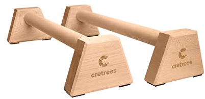 cretrees Liegestützgriffe aus Holz Parallettes Holzbarren - Tolles Trainingsausrüstung - Körpertraining auf Höheren Level Bringen - im Fitnessstudio und zu Hause - Anti-Rutsch - 54 x 11,5 cm Größe L
