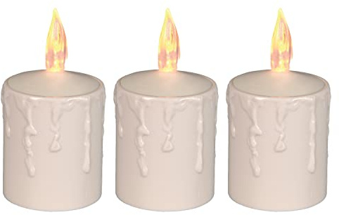 Star Trading LED Kerzen Outdoor 3er-Set, Batteriebetrieben mit Dämmerungssensor, IP44 Wetterfest, Wachsoptik Beige, 6 cm, Garten Terrasse Balkon