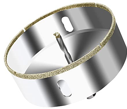 ASNOMY Sega a tazza diamantata da 120 mm con punta da trapano pilota, sega a tazza rivestita con punta diamantata con punta da trapano per vetro, ceramica, marmo porcellanato, granito quarzo