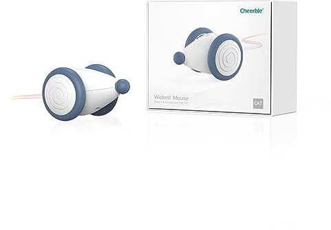 Cheerble Automatique Jouet Chat Interactif, Jouet Souris Pour Chat Avec Lumières LED Clignotantes, Blau