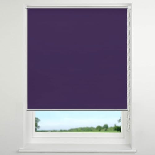 Verdunkelungsrollo Ohne Bohren 60 x 220 cm Hitzeschutz und Sichtschutz Blickdicht Sonnenschutz Jalousie Einfache Installation für Fenster und Tür, Lila