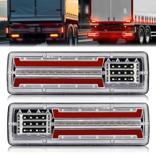NWpangu 12V LED Truck Rear Tail Lights Multifunction Turn Signal Reverse Running Lights Brake Stop Lights for Tractor Pickups RV Camper UTV UTE Vans.