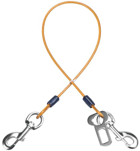 Mi Metty Dog Car Seat Belt, Dog Car Harnesses Chew Proof Steel Rope Cable, Waterproof Dogs Safety Belt, Vehicle Harnesses with Double Clips and Latch Attachment