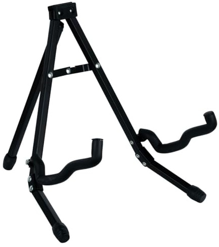 Ortega Guitars Foldable Guitar Stand – Faltbarer Ständer für akustische Gitarre und E-Gitarre – Aluminium, Schwarz (OPGS-2BK)