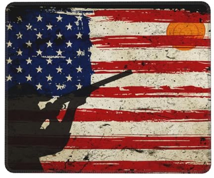Skeet Shooting USA Flag Trap Shooting Clay Pigeon 1 Mouse Pad,Funny Pattern Portable Mousepad,Travel Small Mouse Mat Gaming Desk Pad Writing Pad 7 x 8.6 in
