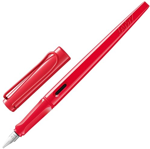 Lamy joy strawberry Schönschreibfüller – Füllhalter mit ergonomischem Griff & polierter Stahlfeder in Strichbreite 1,9 mm – Kalligraphie Füller mit Bandzugfeder – inkl. Tintenpatrone T 10 blau