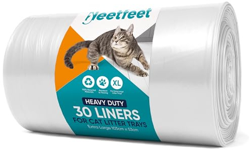 30 Extra Large Cat Litter Tray Liners on a Roll Scratch Resistant and Leak Proof Cat Litter Plastic Bags Litter Tray Bags, 103x53cm