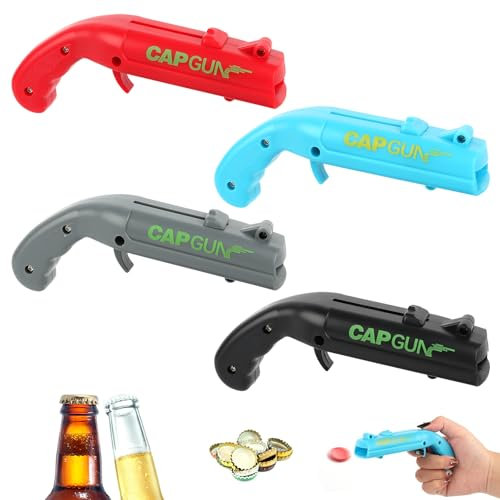 NVIYAM 4PCS Abrebotellas, Abridor de Cerveza con Pistola, Cap Gun Abrebotellas, Abridor de Botellas de Cerveza para Fiestas en Casa, Barbacoa al Aire Libre, Regalo Divertido