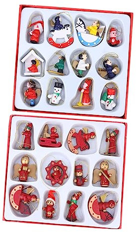 MUSISALY 12 stück Holz für Weihnachten Santa Ornament Set Elegante für Weihnachten Baum