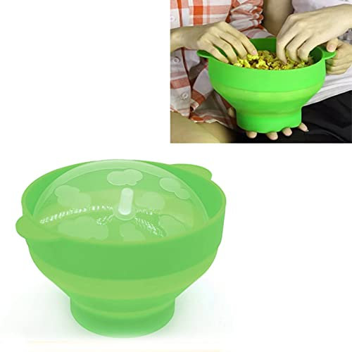 Mikrowellen-Popcorn-Schüssel, Mikrowellen-Silikon-Popcorn-Popper, Zusammenklappbare Silikon-Popcorn-Maker-Schüssel mit Griffdeckel