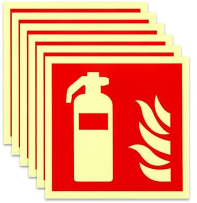 6 Stück feuerlöscher schild Nachleuchtend,schild feuerlöscher aufkleber PVC,Hinweisschild Feuerlöscher Starker Kleber,Feuerlöscher Aufkleber Brandschutzzeichen für Haus Büro und Baustelle