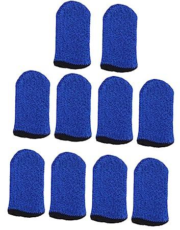jojofuny Fingerlinge für Handyspiele Nylon Atmungsaktiv Blau | Schweißabweisend, Elastisch und Tragbar, für Touchscreen Spiele Am Mobiltelefon, 10 Stück